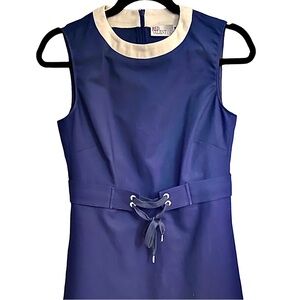 Red Valentino Vintage Vibe Sleeveless Mini Navy and Blue Trim Cotton Pockets
